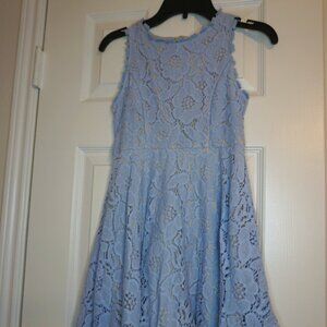 Kids Light blue sleeveless floral lace dress
